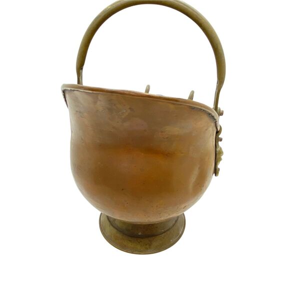 Copper Rustic Cauldron Coal Scuttle Vintage Metalware Hand Hammered Small Retro - Picture 3 of 16